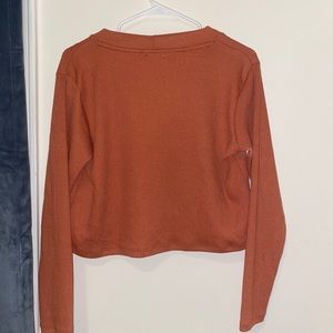 Burnt Orange Ribbed Crop Sweater